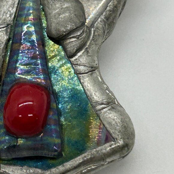 Abstract Modernist Handmade Brooch Stained Glass Brutalist Style Geometric OFAK - Picture 6 of 16